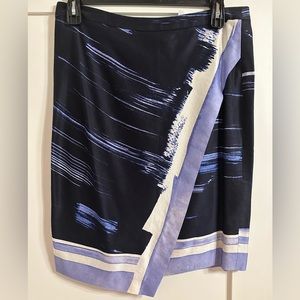 Banana Republic Women's Navy Blue/Purple/Cross Over Abstract Print Skirt Size 12